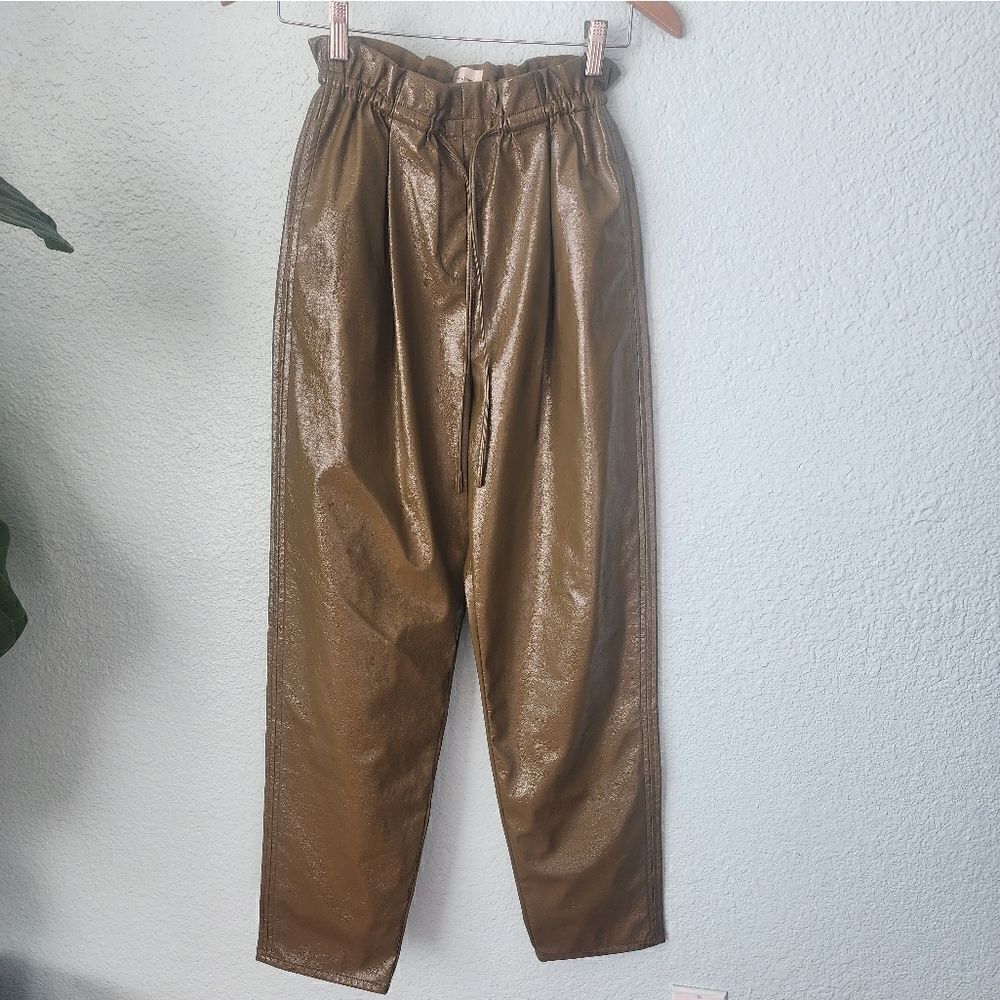 Revolve wilfred faux leather paper bag waistband w/tie trendy pants